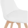 Chaise design tissu bouclé pieds bois finition naturelle NAYA (Beige, Blanc)