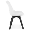 Chaise design LINETTE en tissu bouloché blanc et pieds bois noir