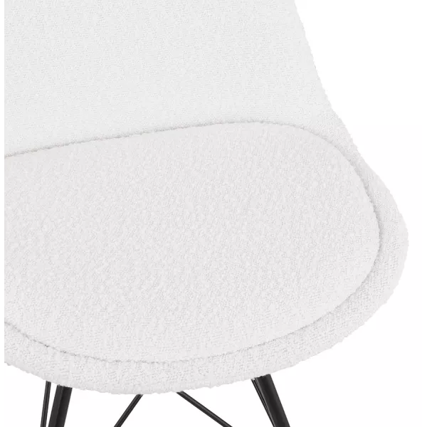 Chaise design tissu bouclé SANDRO (Blanc, Noir)