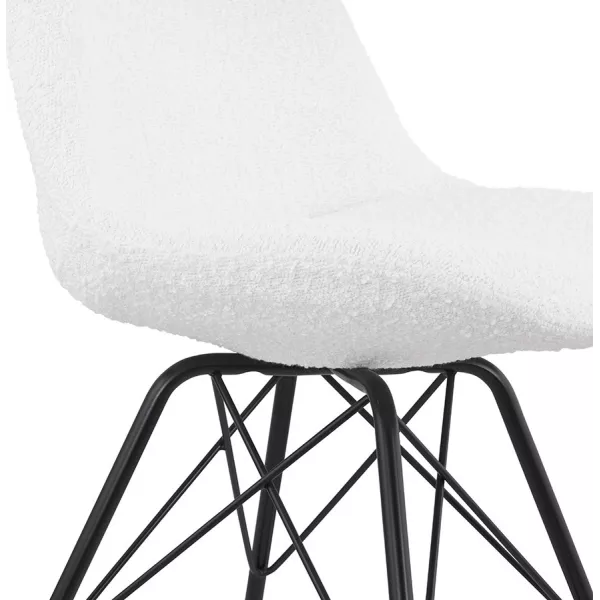 Chaise design tissu bouclé SANDRO (Blanc, Noir)