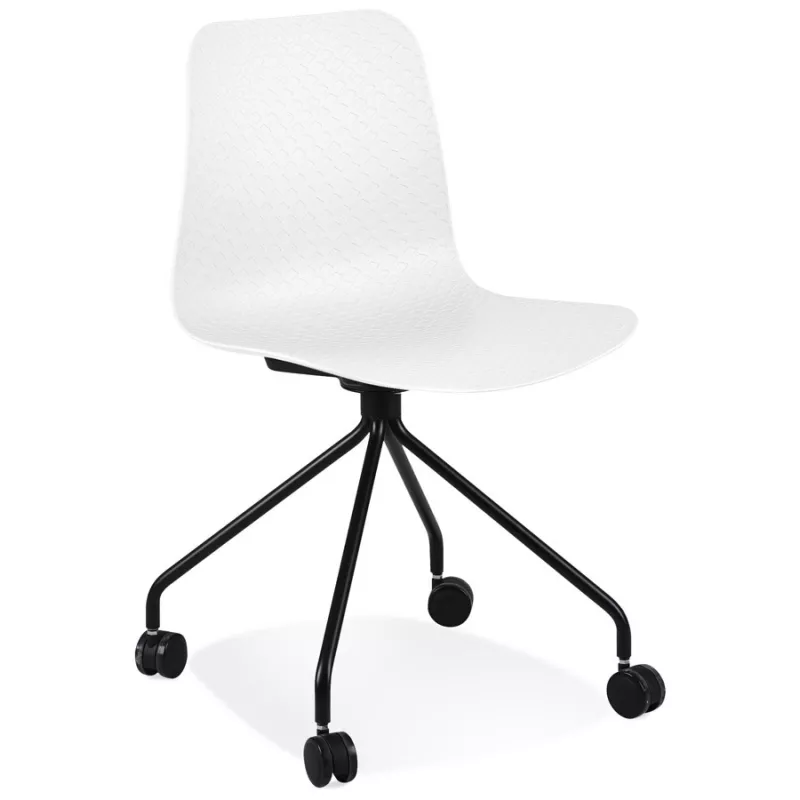 Chaise design de bureau EVORA blanche sur roulettes