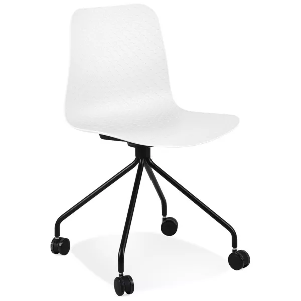 Chaise design de bureau EVORA blanche sur roulettes