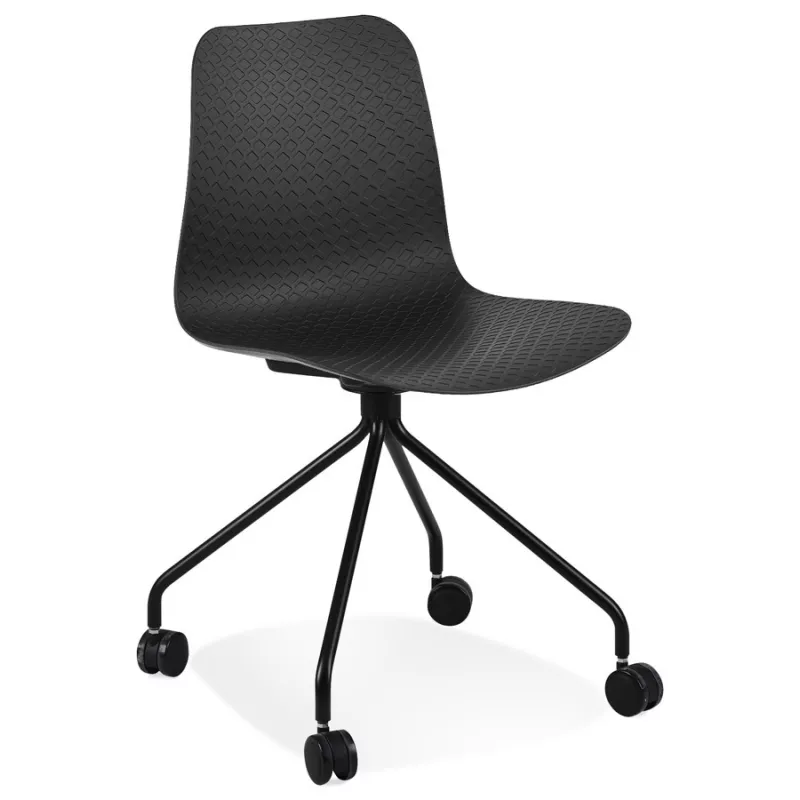 Chaise design de bureau EVORA noire sur roulettes