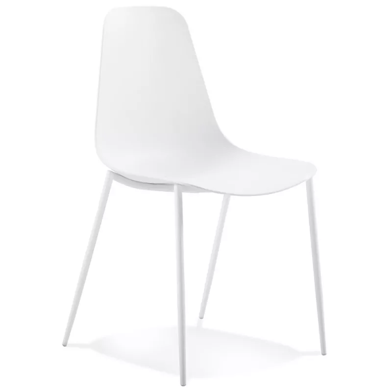 Chaise intérieur-extérieur FELIZ blanche en matière plastique et métal