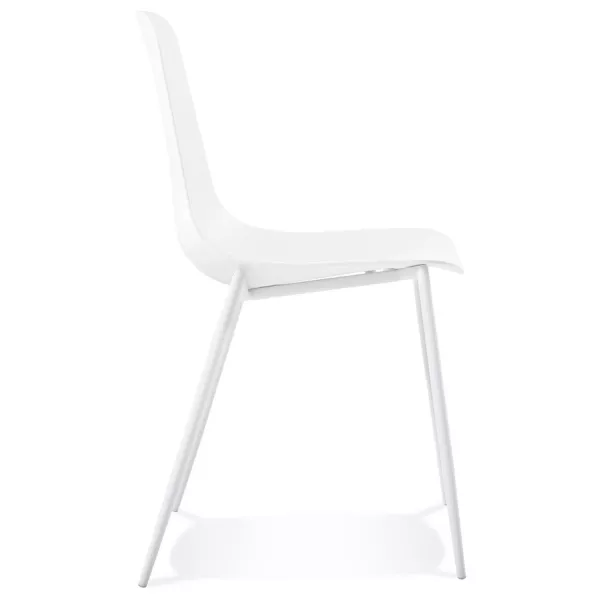 Chaise intérieur-extérieur FELIZ blanche en matière plastique et métal