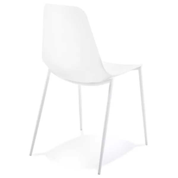 Chaise intérieur-extérieur FELIZ blanche en matière plastique et métal