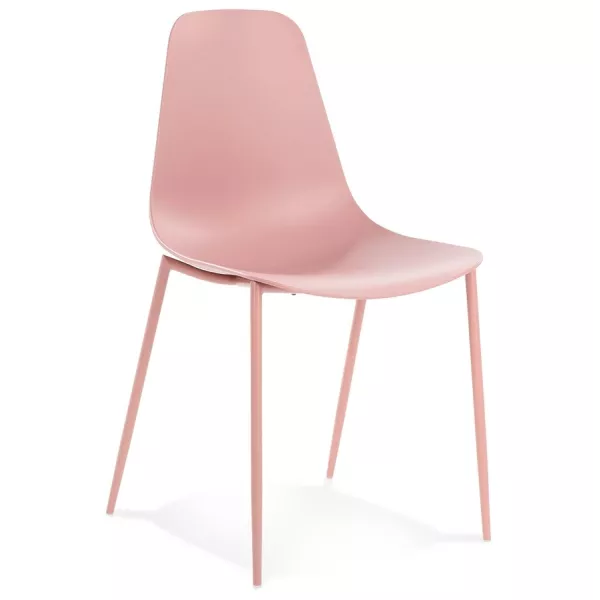 Chaise intérieur-extérieur FELIZ rose en matière plastique et métal