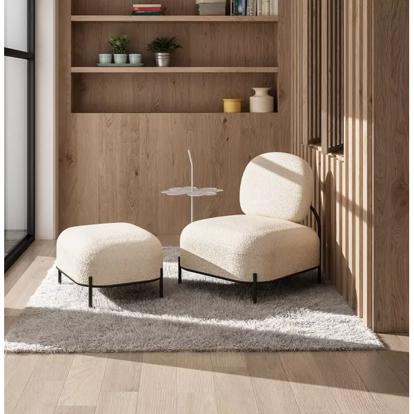 Fauteuil ORSO LOUNGE en tissu bouloché beige