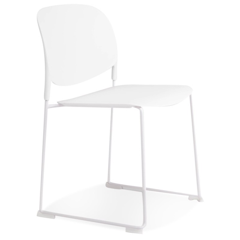 Chaise PILA blanche assise plastique et structure métal