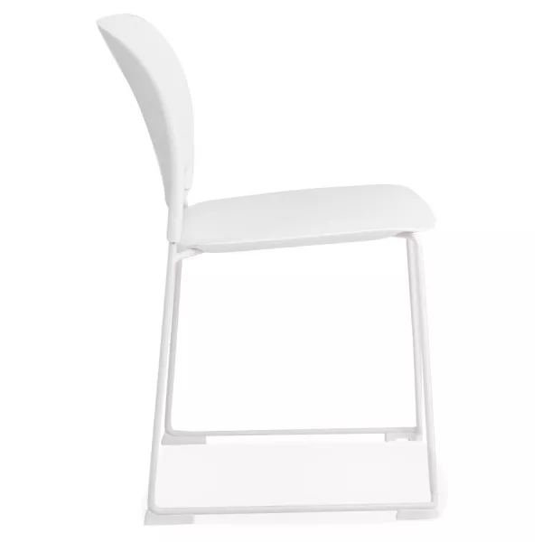 Chaise PILA blanche assise plastique et structure métal