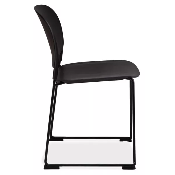 Chaise PILA noire assise plastique et structure métal