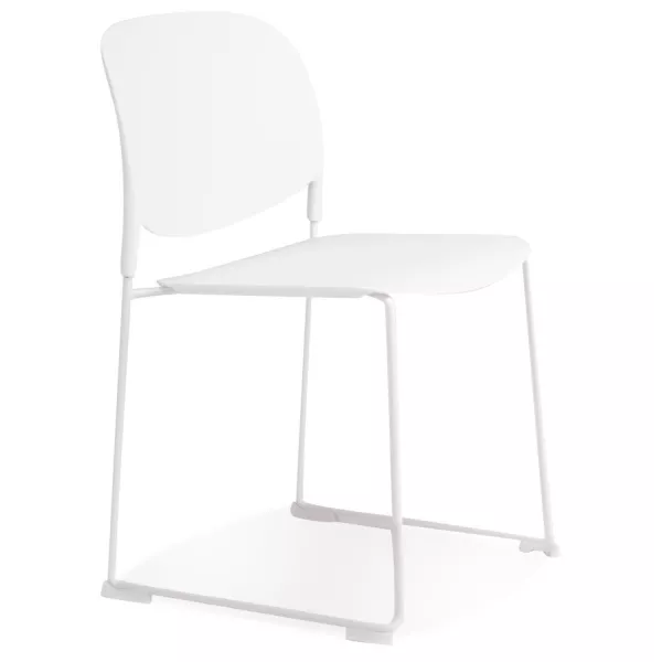 Chaise PILA blanche assise plastique et structure métal