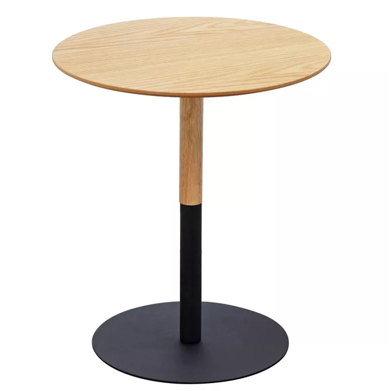 Table d'appoint ronde DILA H45 bois finition naturelle et métal noir