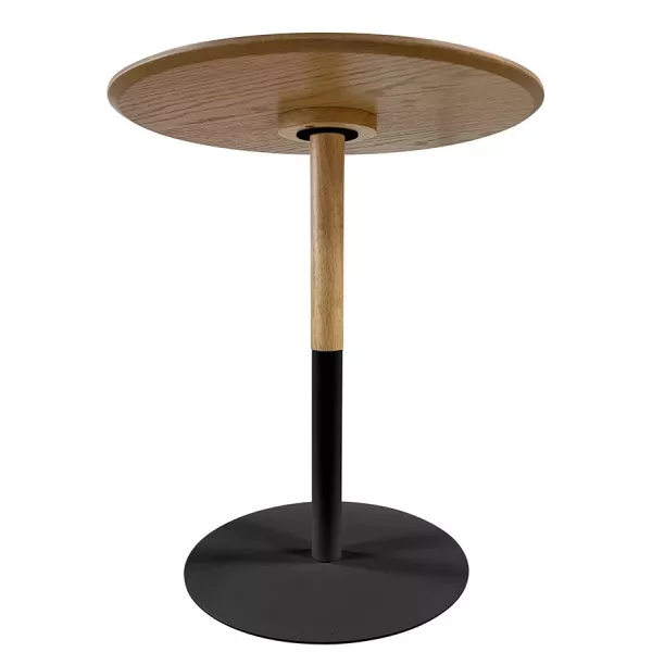 Table d'appoint ronde DILA H45 bois finition naturelle et métal noir