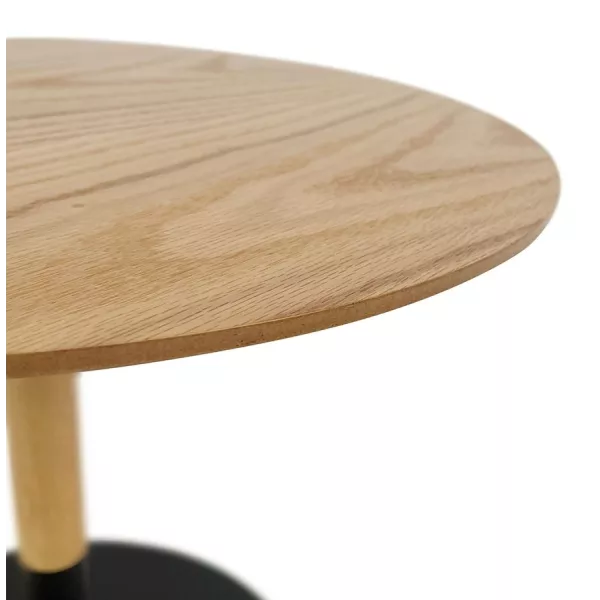 Table d'appoint ronde DILA H45 bois finition naturelle et métal noir