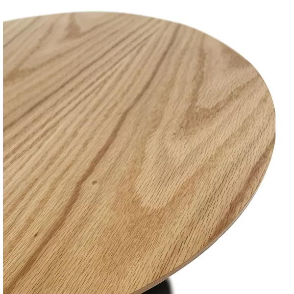 Table d'appoint ronde DILA H45 bois finition naturelle et métal noir