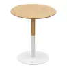 Table dappoint ronde DILA H45 bois finition naturelle et métal blanc