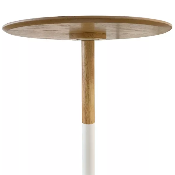 Table dappoint ronde DILA H45 bois finition naturelle et métal blanc