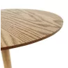 Table basse design ronde DILA H40 bois finition naturelle et métal blanc