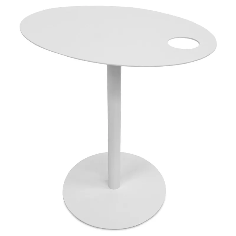 Table dappoint ovale MASA métal blanc