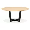 Table de salle à manger ronde LULU bois finition naturelle et métal noir - Ø120 cm