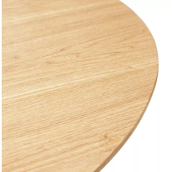 Table de salle à manger ronde LULU bois finition naturelle et métal noir - Ø120 cm