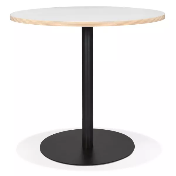 Table bistrot ronde YOGI blanche un pied métal noir - Ø 80 cm