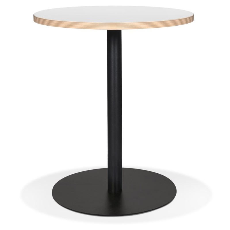 Petite table bistrot ronde YOGI blanche un pied métal noir - Ø 60 cm