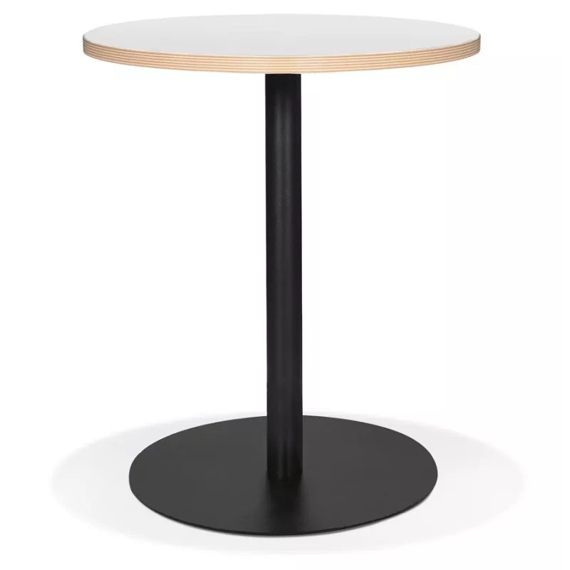 Petite table bistrot ronde YOGI blanche un pied métal noir - Ø 60 cm