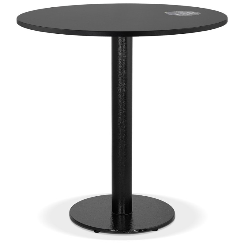 Petite table à diner LUCETTE ronde bois et fonte noire - Ø 68 cm