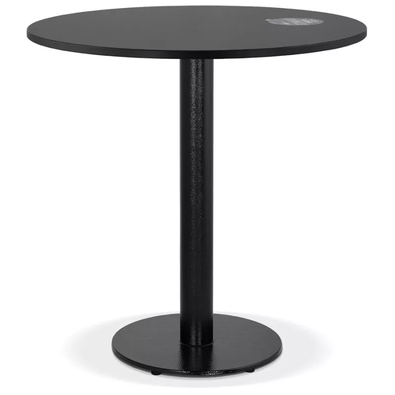 Petite table à diner LUCETTE ronde bois et fonte noire - Ø 68 cm