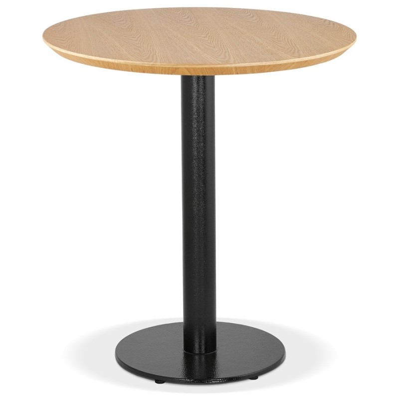 Petite table à diner BASTILLE ronde bois finition naturelle et fonte noire - Ø 60 cm