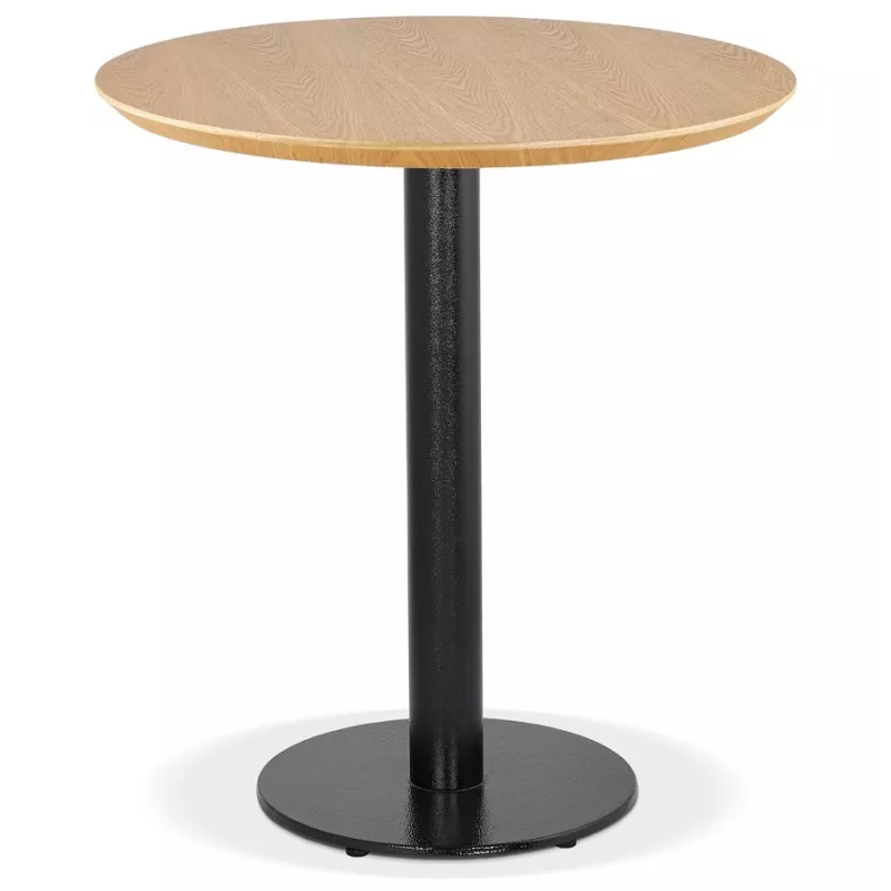 Petite table à diner BASTILLE ronde bois finition naturelle et fonte noire - Ø 60 cm