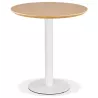 Petite table à diner BASTILLE ronde bois finition naturelle et fonte blanche - Ø 60 cm