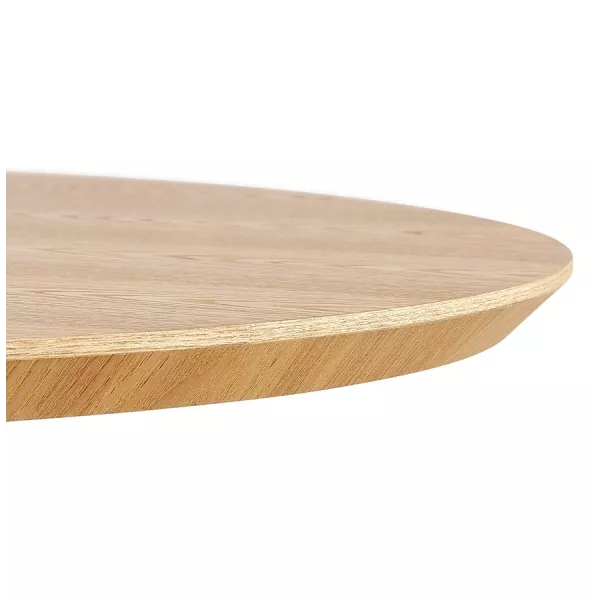 Petite table à diner BASTILLE ronde bois finition naturelle et fonte blanche - Ø 60 cm