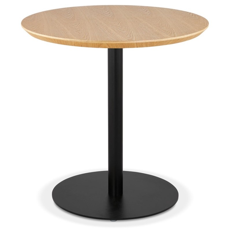 Petite table à diner DEXTER ronde bois finition naturelle et métal noir - Ø 60 cm