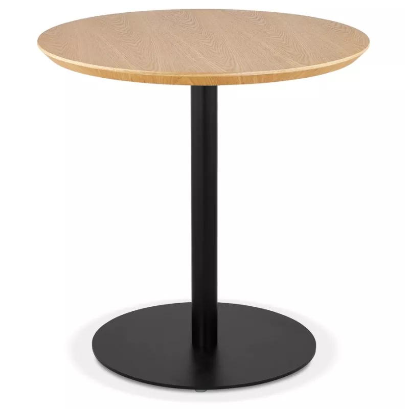 Petite table à diner DEXTER ronde bois finition naturelle et métal noir - Ø 60 cm