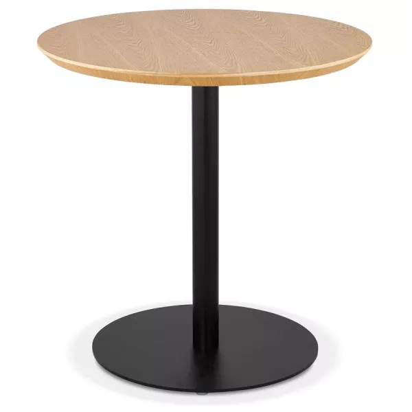 Petite table à diner DEXTER ronde bois finition naturelle et métal noir - Ø 60 cm