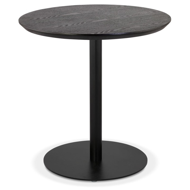 Petite table à diner DEXTER ronde bois noir et métal noir - Ø 60 cm