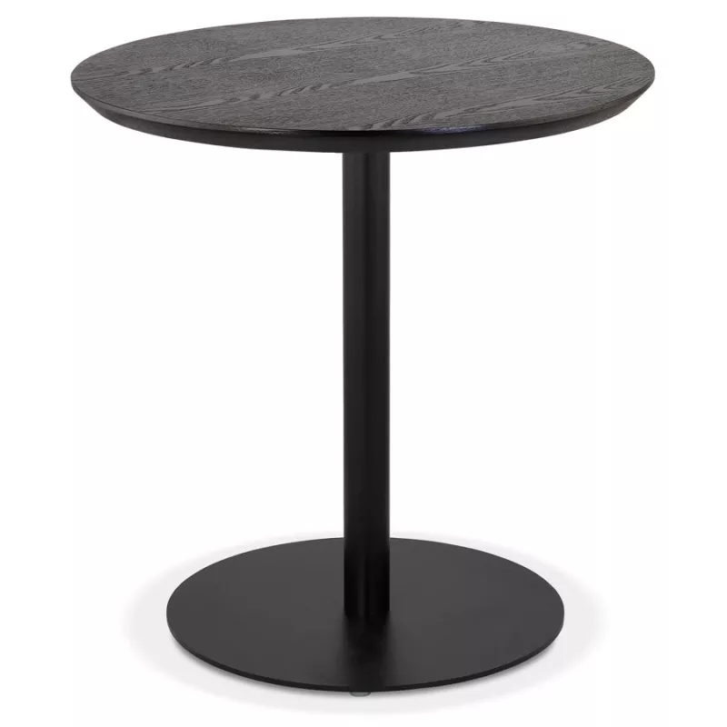 Petite table à diner DEXTER ronde bois noir et métal noir - Ø 60 cm