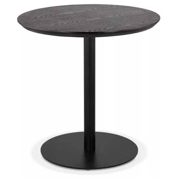 Petite table à diner DEXTER ronde bois noir et métal noir - Ø 60 cm