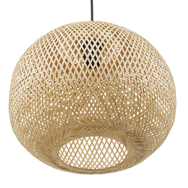 Suspension ronde CASIMIRA MINI en bambou naturel