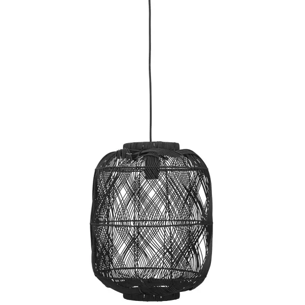 Suspension style lanterne PACITO en rotin noir