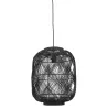 Suspension style lanterne PACITO en rotin noir