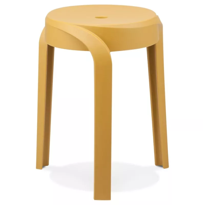 Tabouret bas empilable POMPA en matière plastique moutarde