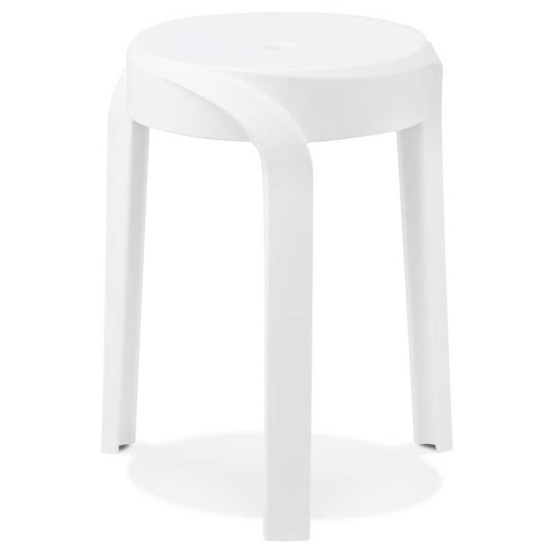 Tabouret bas empilable POMPA en matière plastique blanc