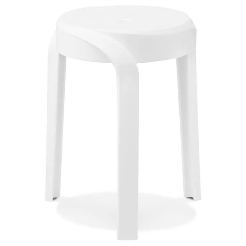 Tabouret bas empilable POMPA en matière plastique blanc