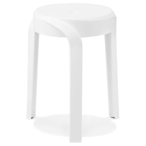 Tabouret bas empilable POMPA en matière plastique blanc