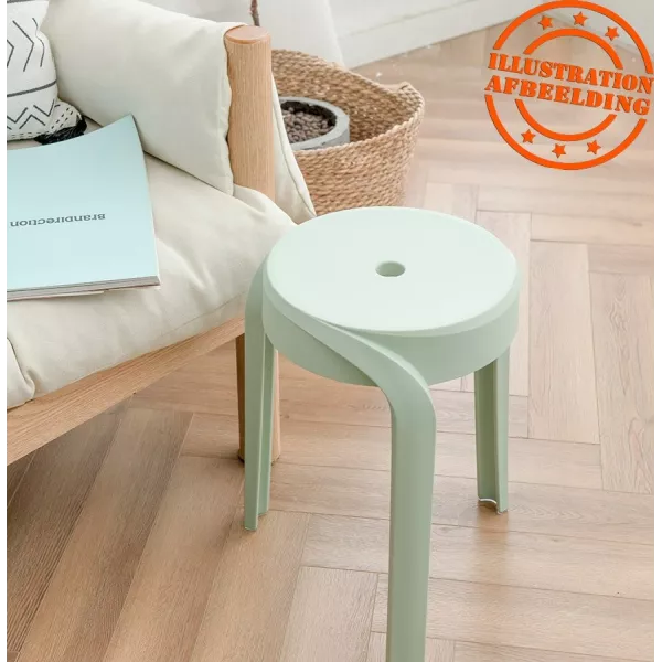 Tabouret bas empilable POMPA en matière plastique blanc