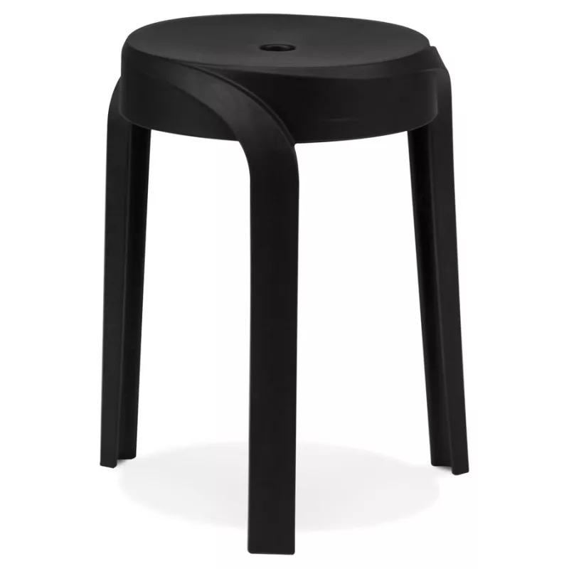 Tabouret bas empilable POMPA en matière plastique noir